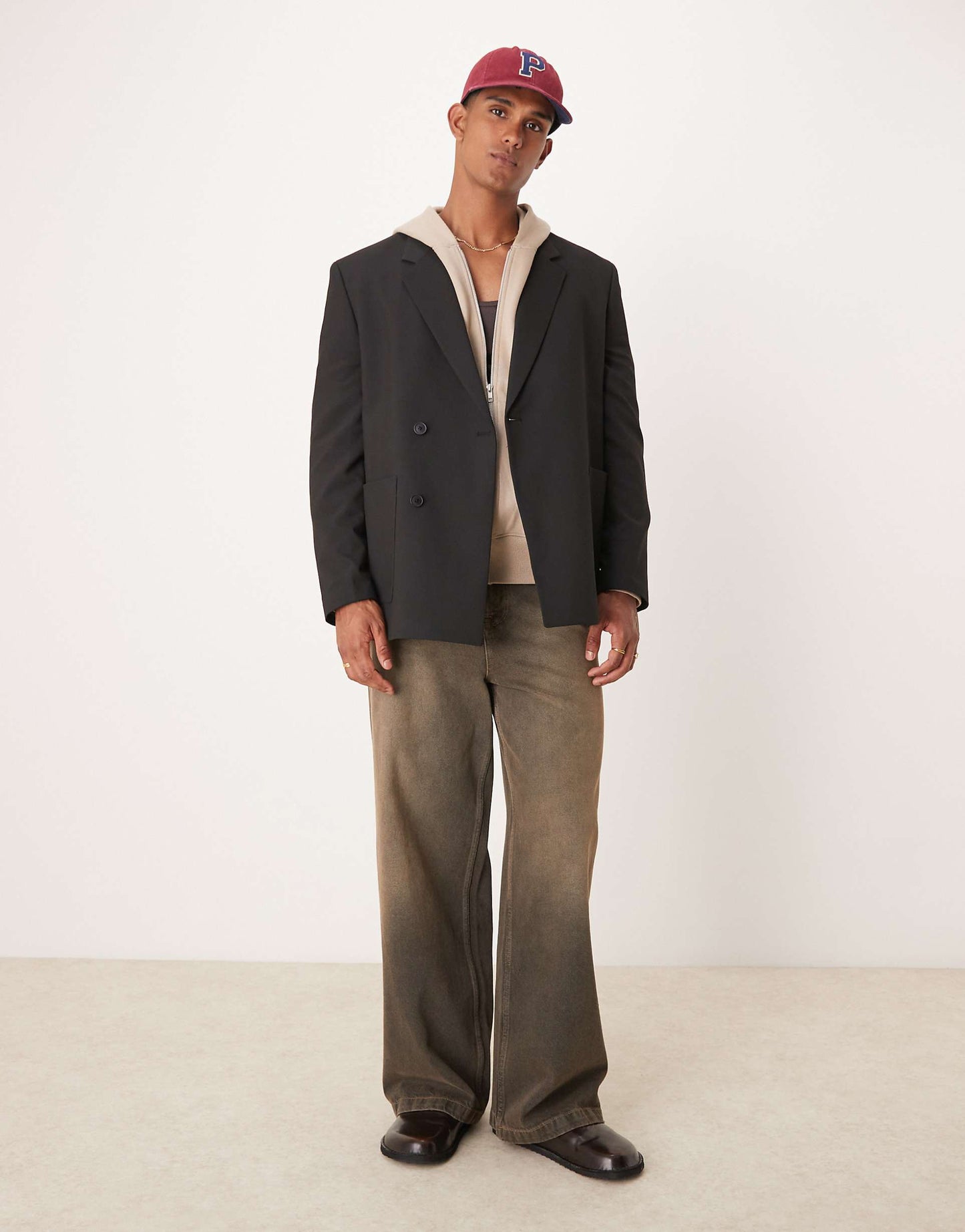 Boxy Double Breasted Slouchy Suit Jacket