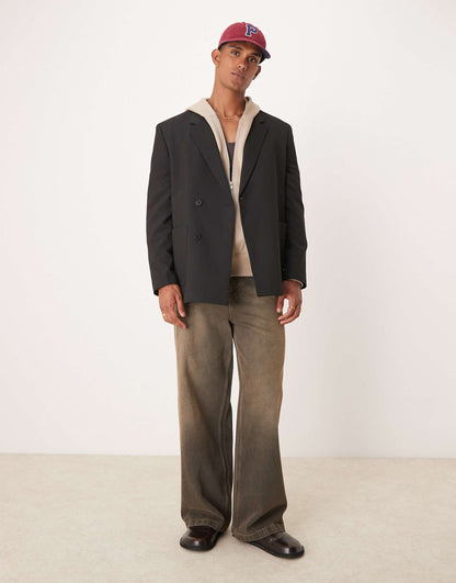 Boxy Double Breasted Slouchy Suit Jacket