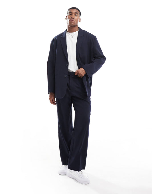 Wide Leg Pleat Front Suit Trousers