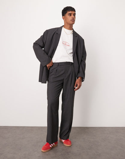 Wide Leg Pleat Front Suit Trousers
