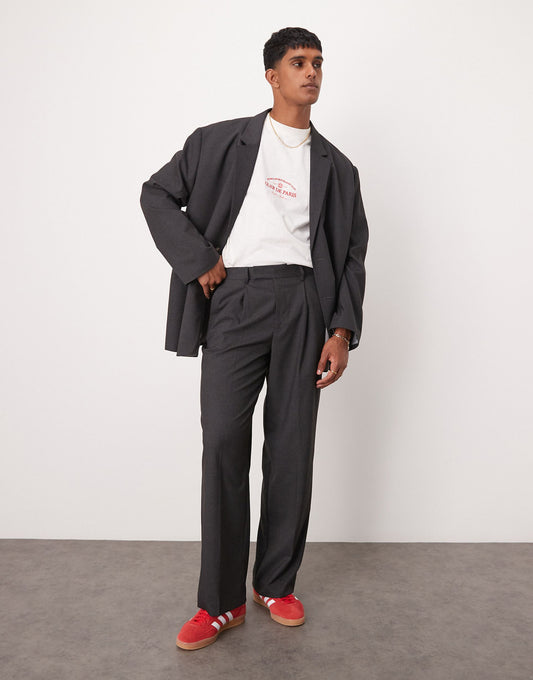 Wide Leg Pleat Front Suit Trousers