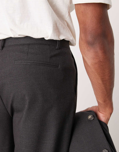 Wide Leg Pleat Front Suit Trousers