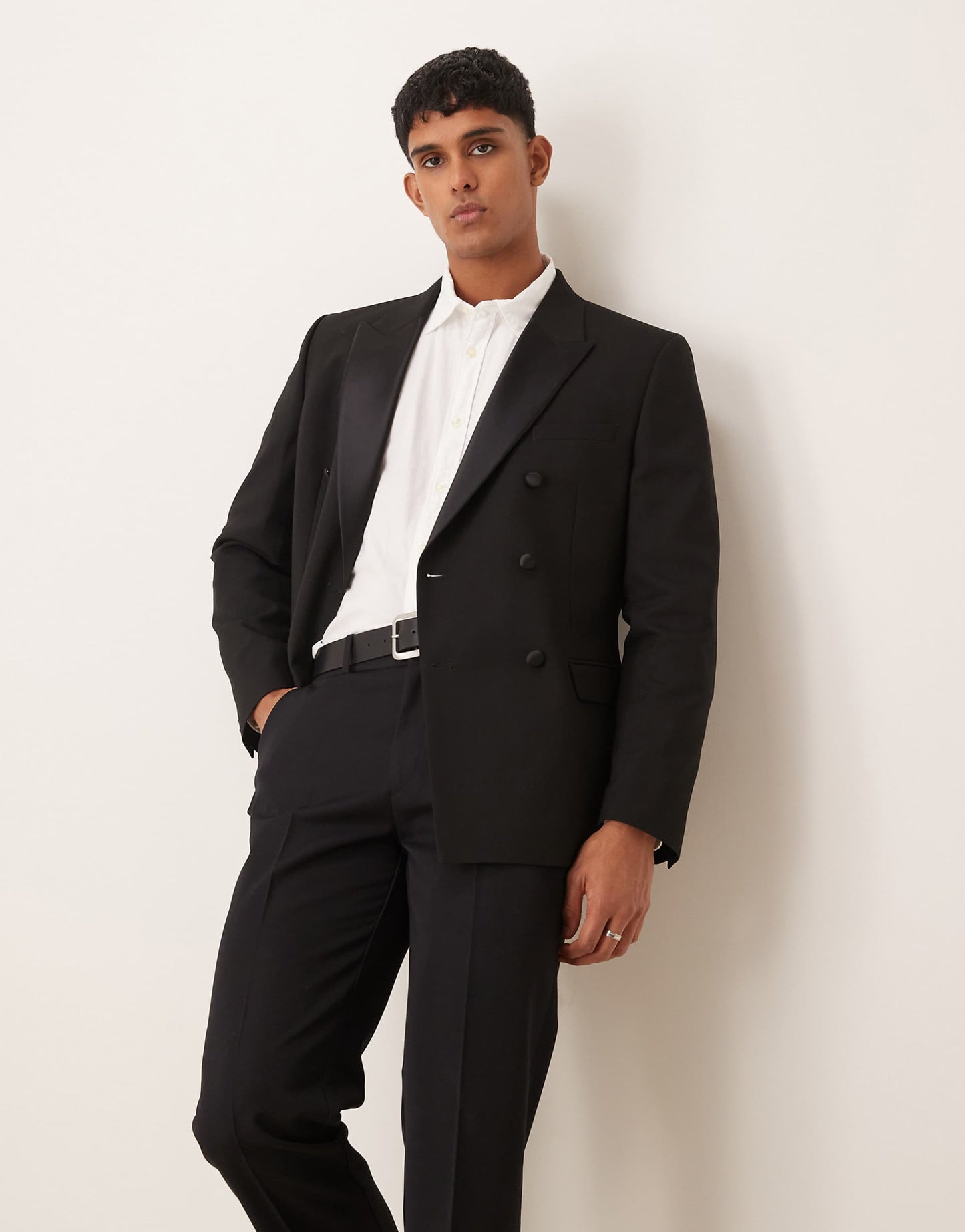 Slim Double Breasted Tuxedo Blazer