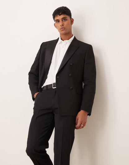 Slim Double Breasted Tuxedo Blazer