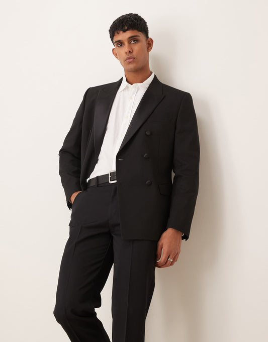 Slim Double Breasted Tuxedo Blazer