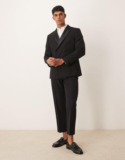 Slim Double Breasted Tuxedo Blazer