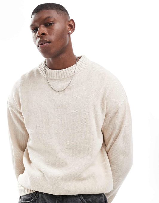 Oversized Chunky Rib Crew Neck Jumper