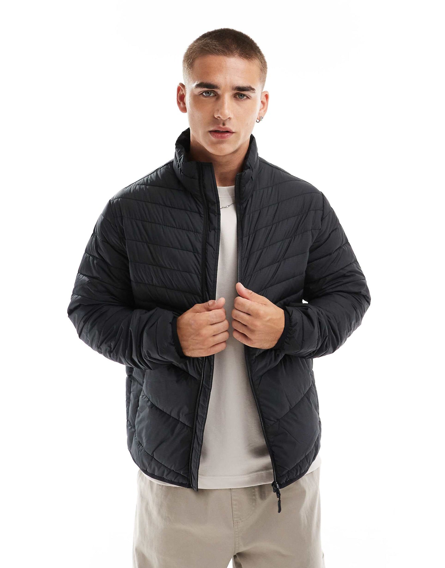Packable Padded Jacket With Stand Collar