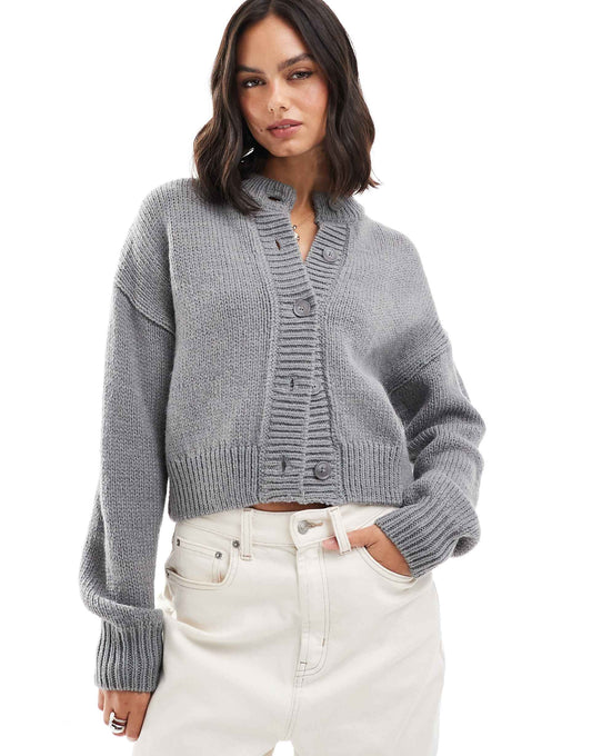 Crop Crew Neck Cardigan