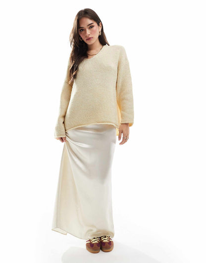 Loose Knit V Neck Longline Jumper