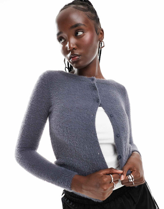 Fluffy Knit Micro Cardigan