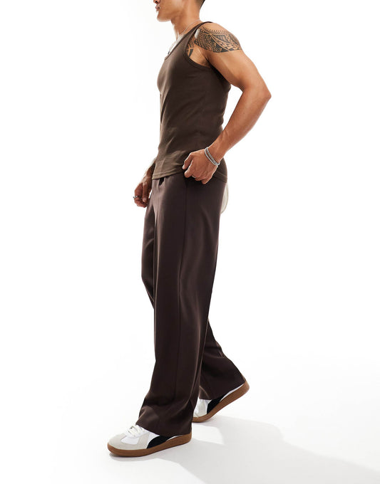 Smart Wide Leg Trousers With Front Pleats