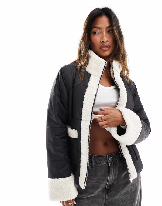 Padded And Borg Trim Jacket
