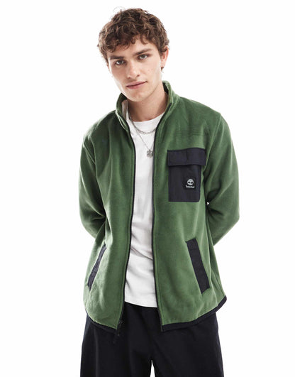 Contrast Pocket Full Zip Fleece Jacket