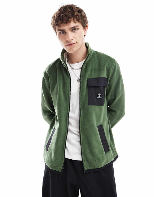 Contrast Pocket Full Zip Fleece Jacket