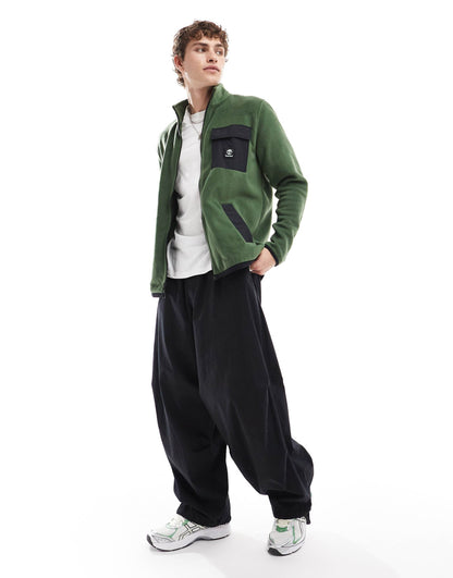 Contrast Pocket Full Zip Fleece Jacket