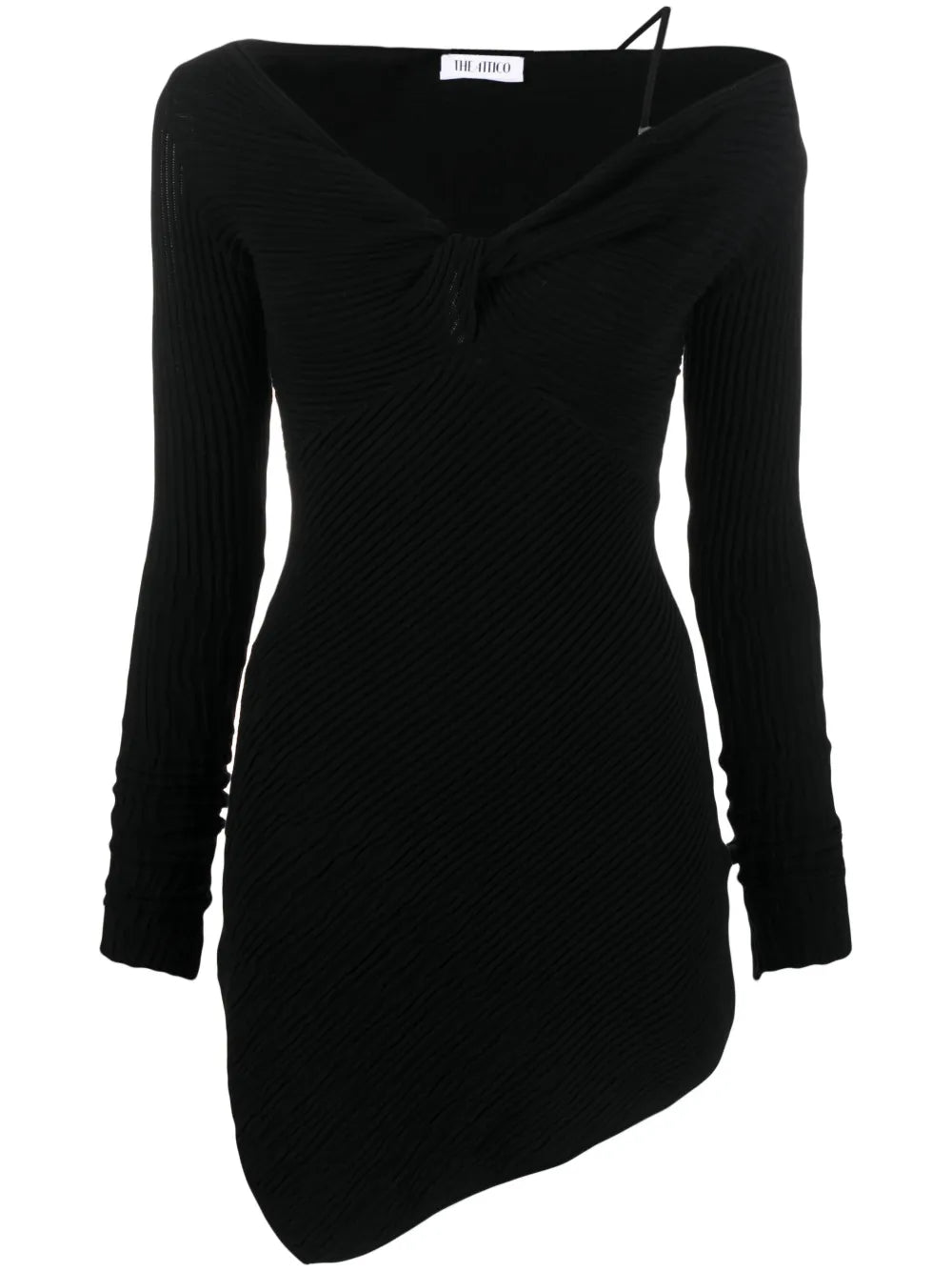 Desai Asymmetric Ribbed-Knit Minidress