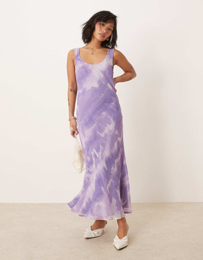 Petite Chiffon Scoop Neck Midi Slip Dress