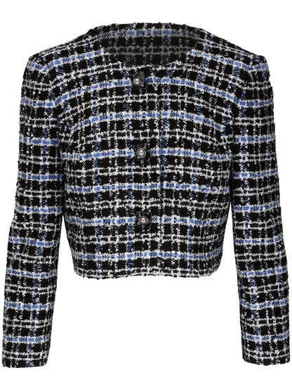 Round-Neck Tweed Cropped Jacket