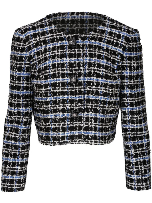 Round-Neck Tweed Cropped Jacket