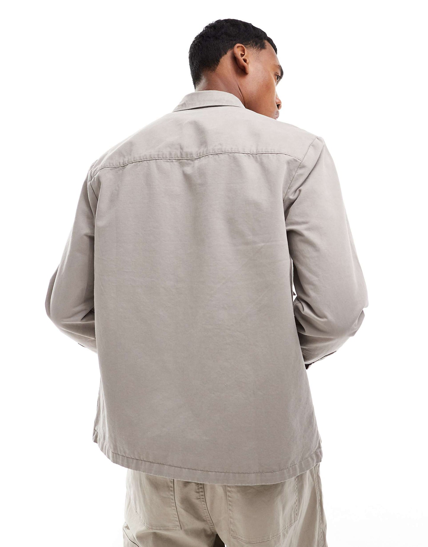 Overshirt With Square Collar And Patch Pocket