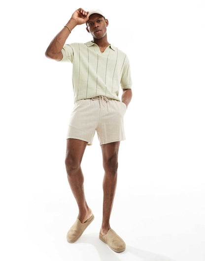 Textured Knitted Polo Shirt