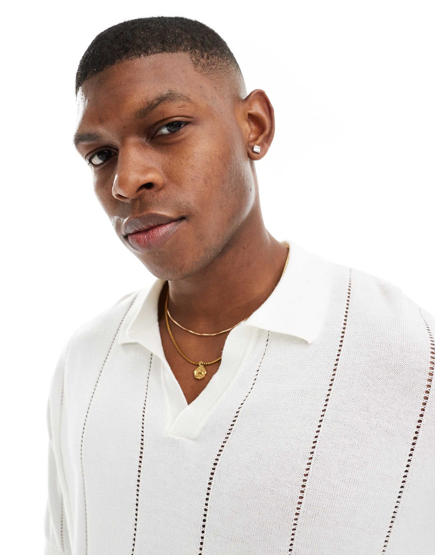 Textured Knitted Polo Shirt