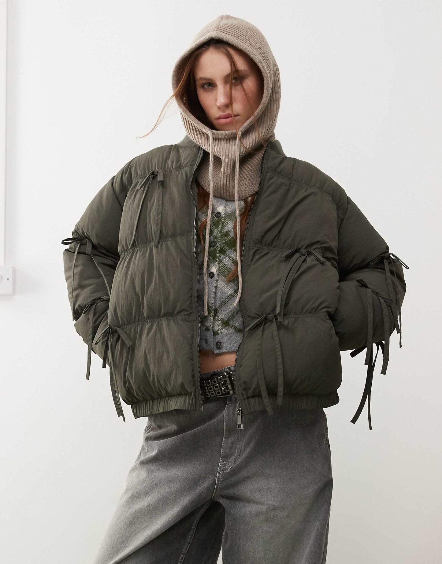 Bow Detail Puffer Coat