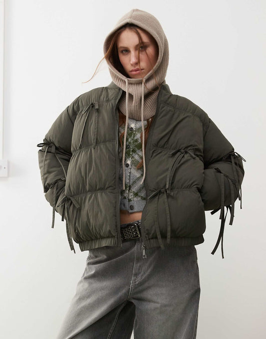 Bow Detail Puffer Coat