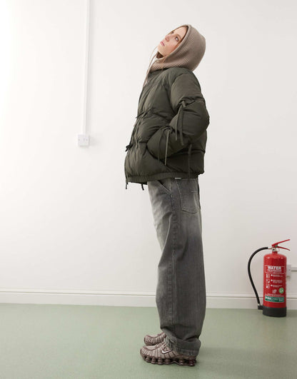 Bow Detail Puffer Coat