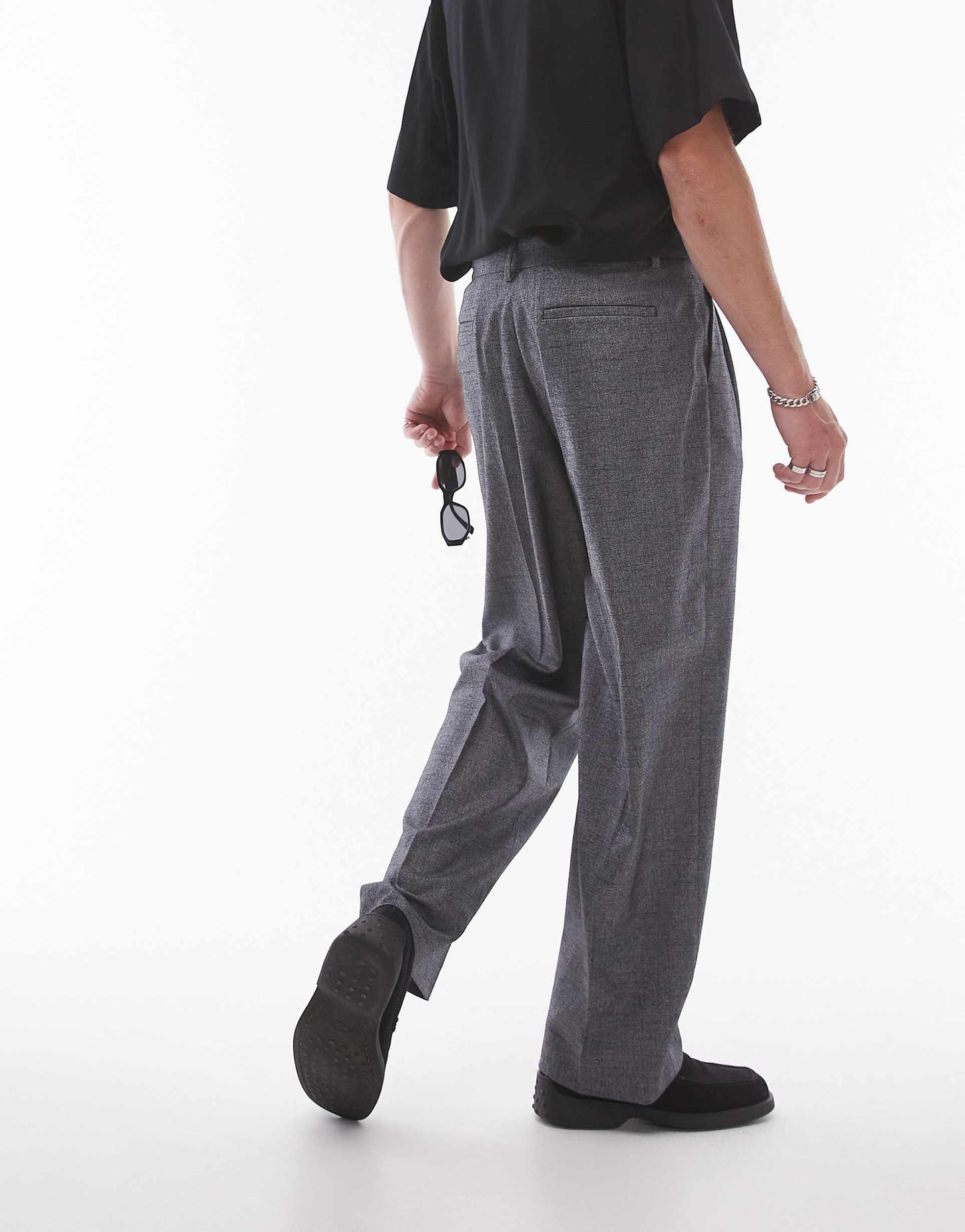 Wide Leg Cross Hatch Suit Trouser
