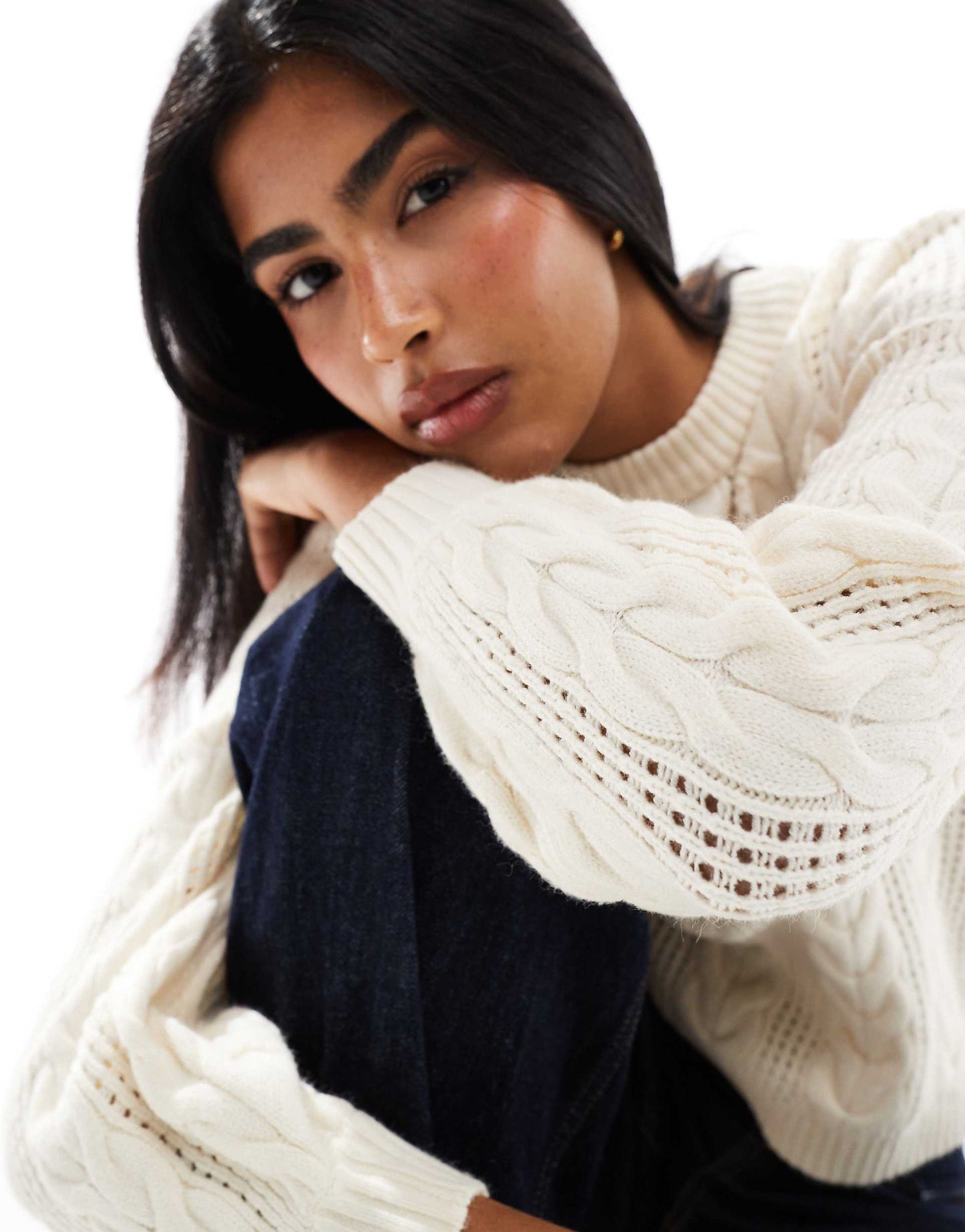 Round Neck Cable Knit Jumper
