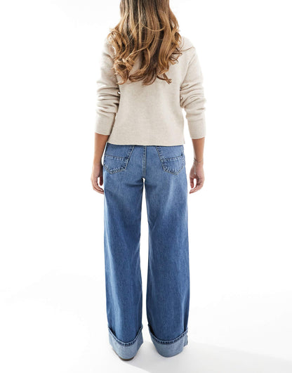 Hope High Waist Cuffed Wide Leg Jeans