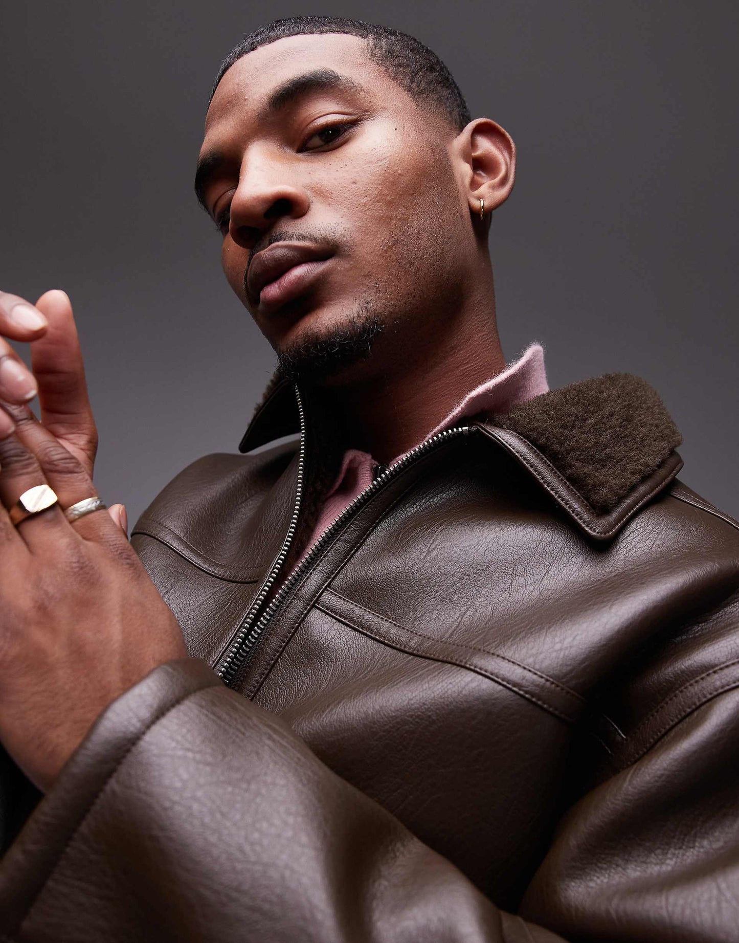 Relaxed Shearling Jacket With Pocket