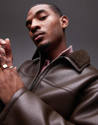 Relaxed Shearling Jacket With Pocket