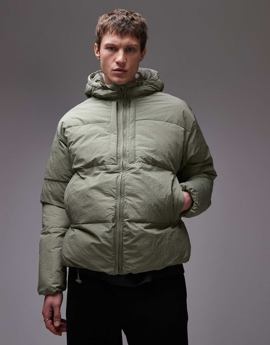 Textured Hooded Puffer Jacket