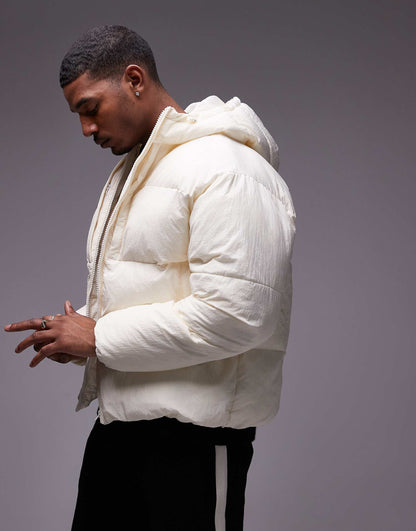 Textured Hooded Puffer Jacket
