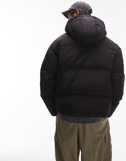 Textured Hooded Puffer Jacket