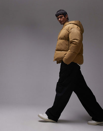 Textured Hooded Puffer Jacket