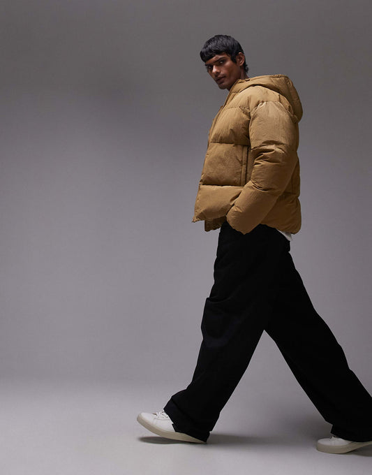 Textured Hooded Puffer Jacket