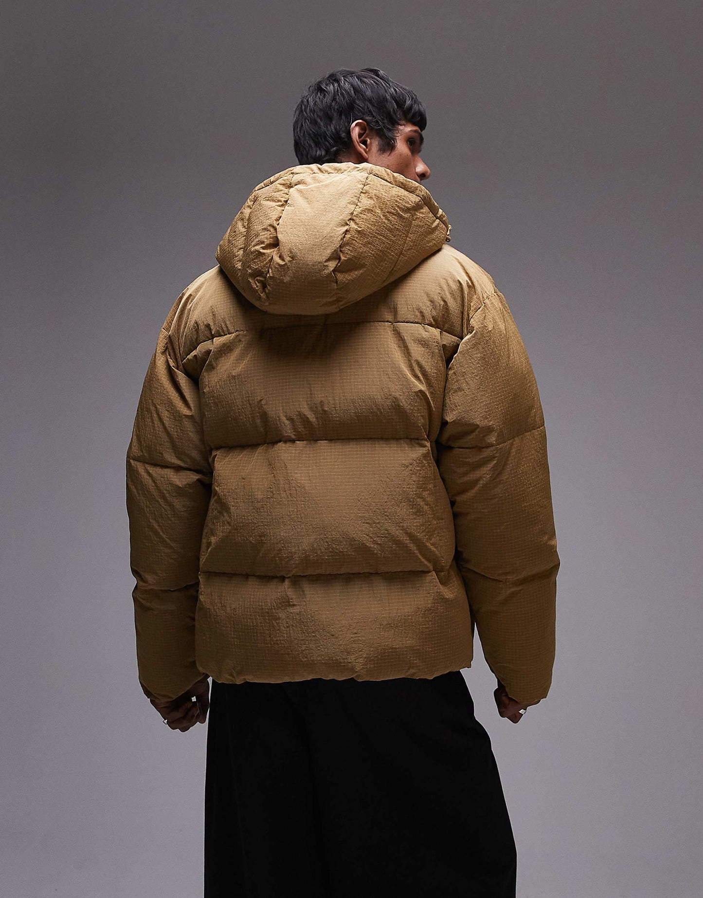 Textured Hooded Puffer Jacket