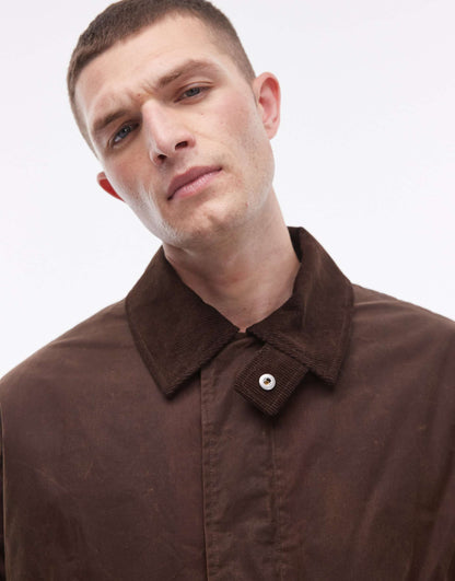 Wax Look Jacket With Faux Fur Collar