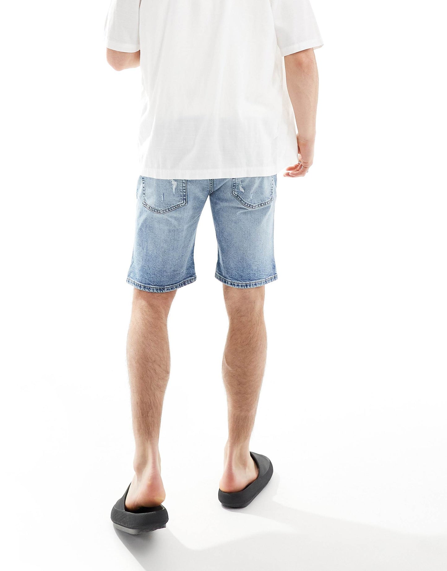 Slim Fit Ripped Denim Shorts