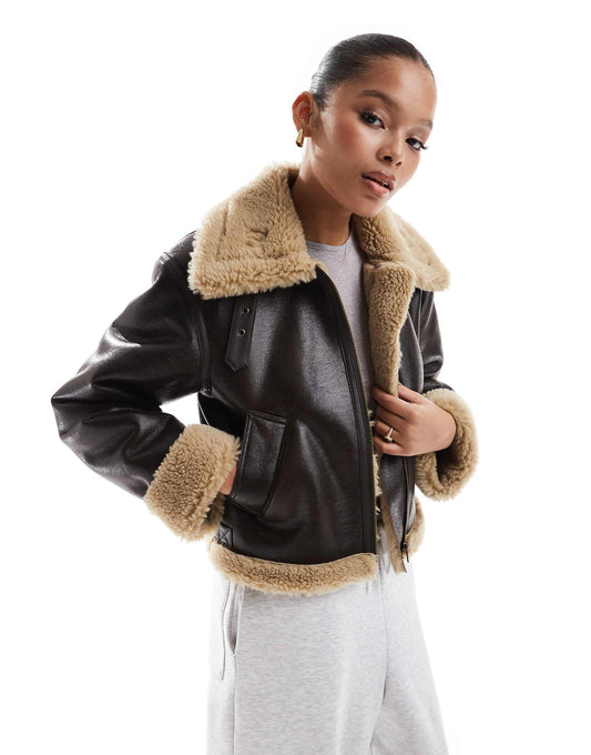 Faux Fur Aviator Jacket