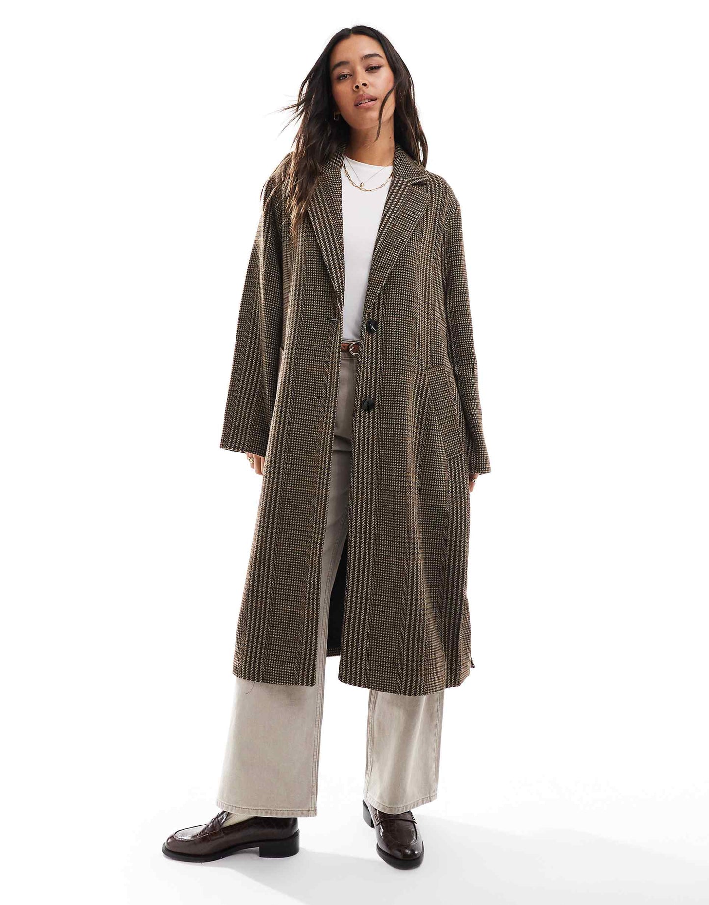 Longline Belt Check Coat