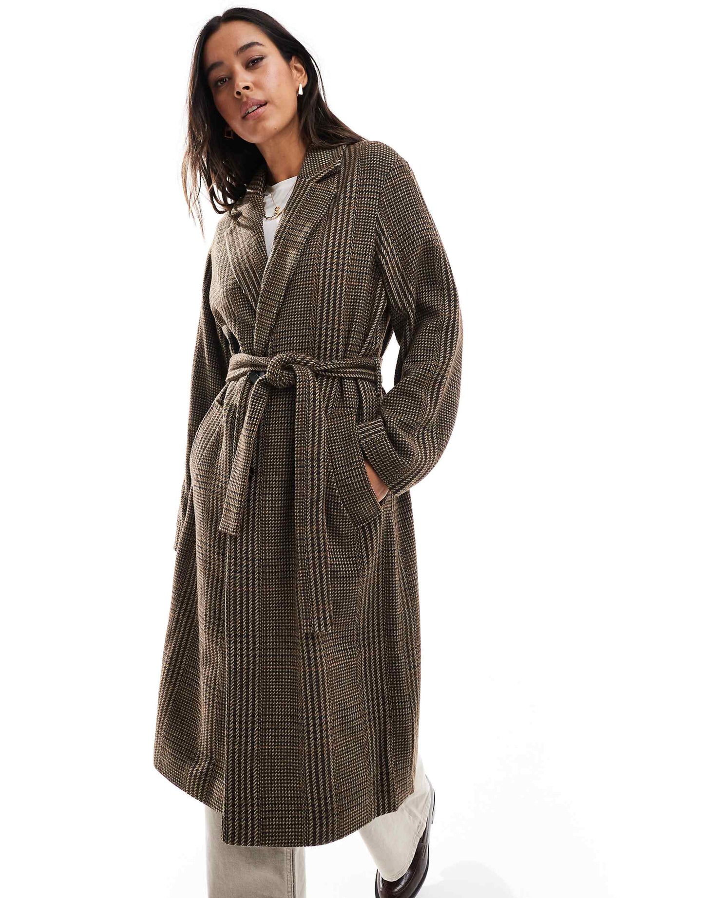 Longline Belt Check Coat