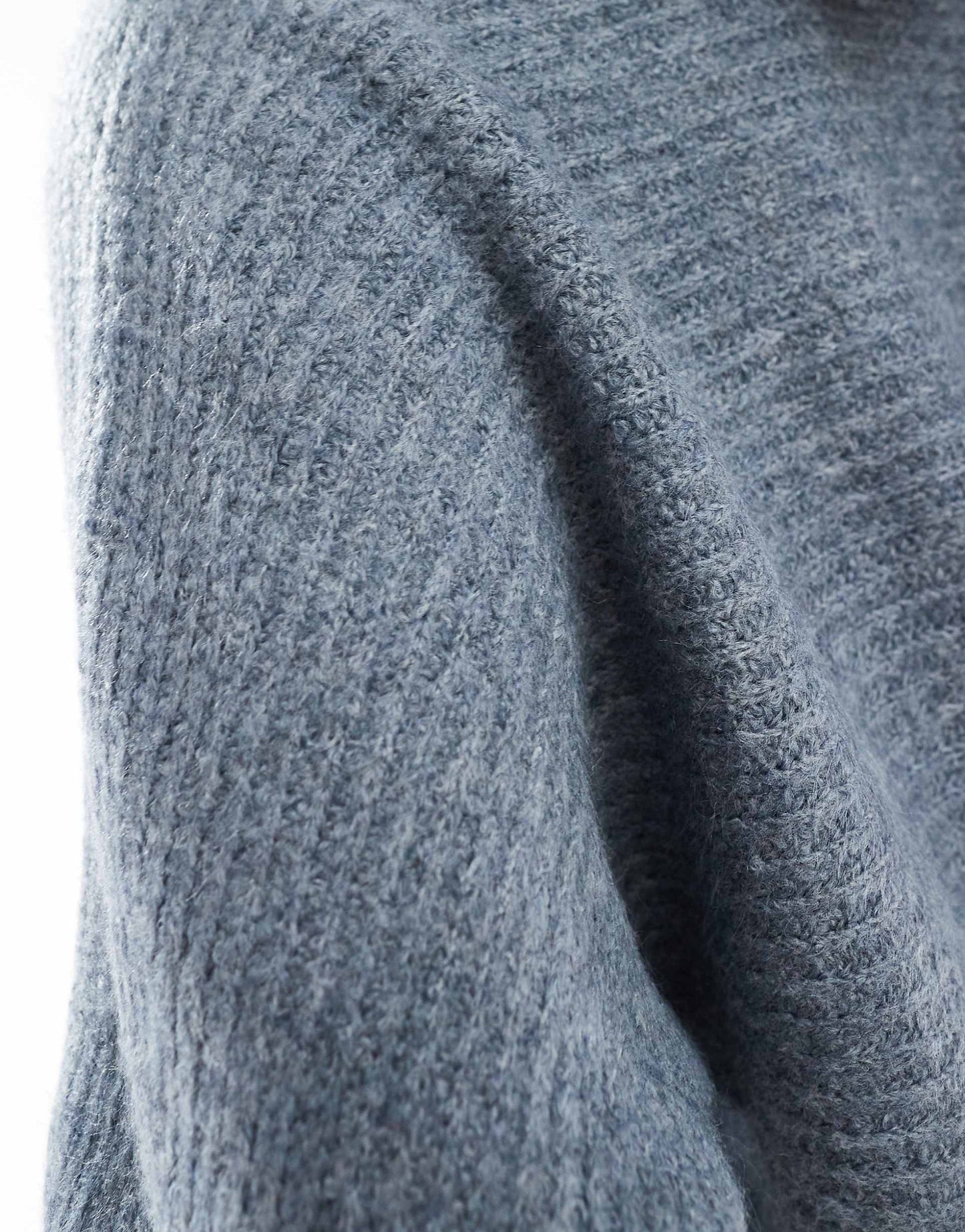 Ribbed Wide Neck Knitted Jumper