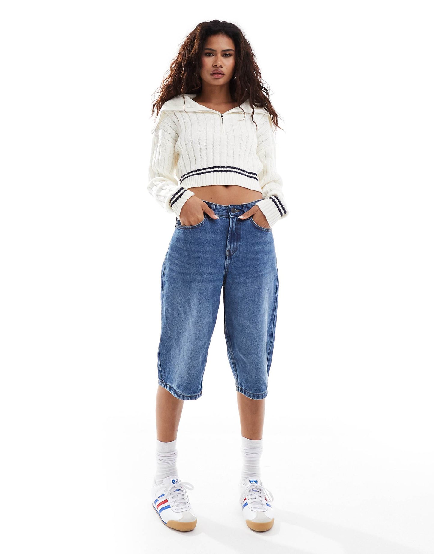 Knitted Crop Collar Detail Jumper