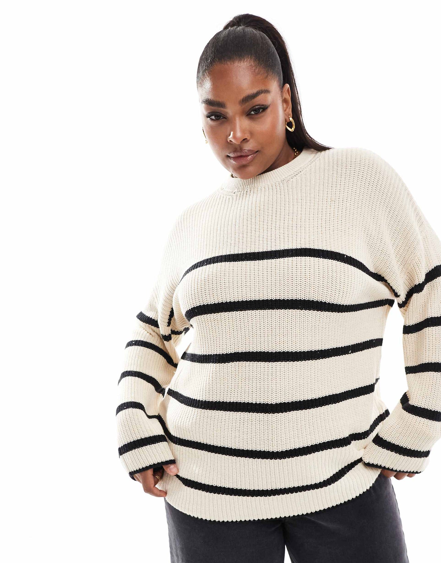 Curve Round Neck Stripe Jumper