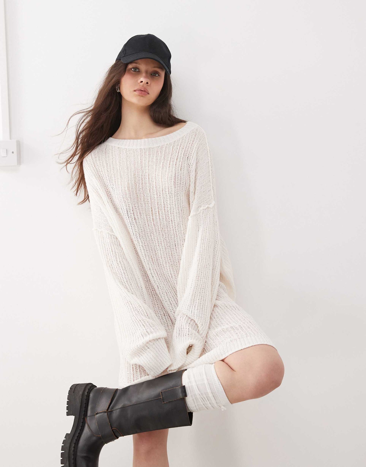 Dilaria Oversized Slouchy Open Knit Jumper